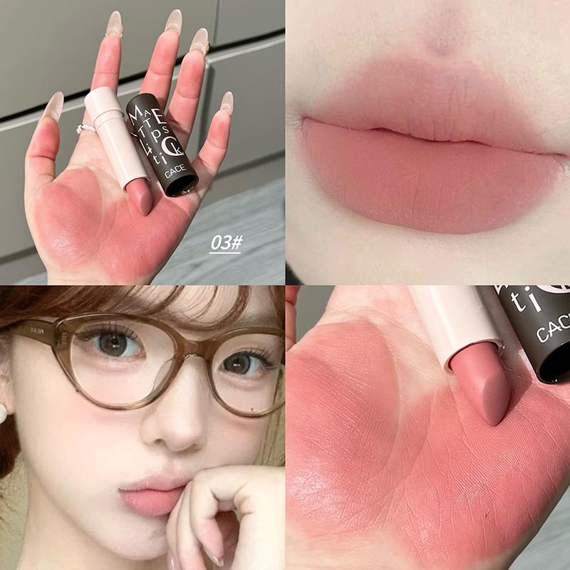 

Винтажная помадная помада Velvet Matte Rose Cream Шелковистый финиш Стойкая Водостойкая Полное покрытие Нюдовый оттеночный бальзам для губ Макияж