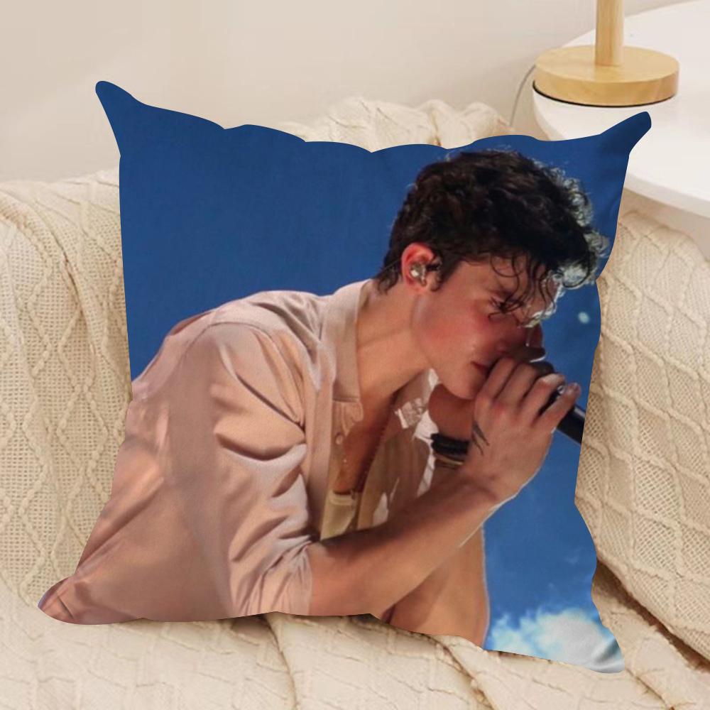 Sänger SShawn Mendes Kissenbezug Seidiger Kurzer Plüsch Beidseitig Bedruckter Kissenbezug für Sofa Alle Jahreszeiten Heimdekoration Geschenk