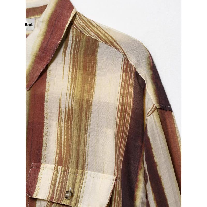 2025 European & American Retro Striped Loose Casual Women's Shirt