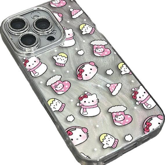 Silver Hello Kitty Apple 15 Phone Case - Cute Sanrio Design
