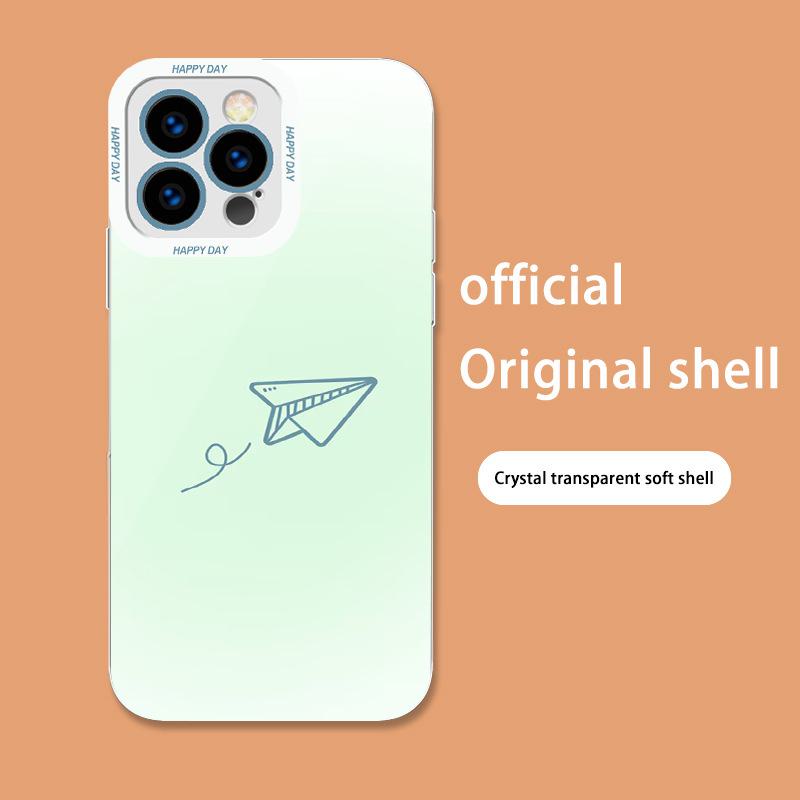 Apple 11/12/13/14/15PRO Paper Airplane 15PLUS Gradient Max Transparent Anti-Fall Case.