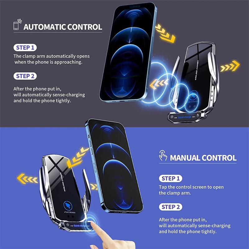 Caricabatterie Wireless Supporto per Telefono da Auto Stand Stazione di Ricarica Rapida 15W Per iPhone Xiaomi Samsung Huawei Caricabatterie Wireless Magnetico da Auto