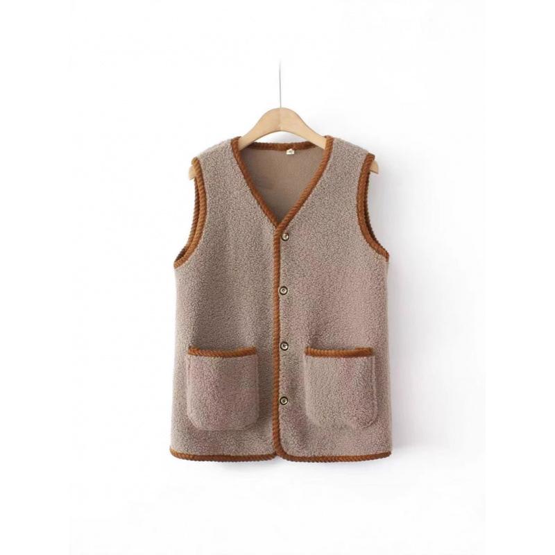 Lamb Plush Vest for Women Korean Style Autumn Fur One-piece All-match Loose Cardigan Top