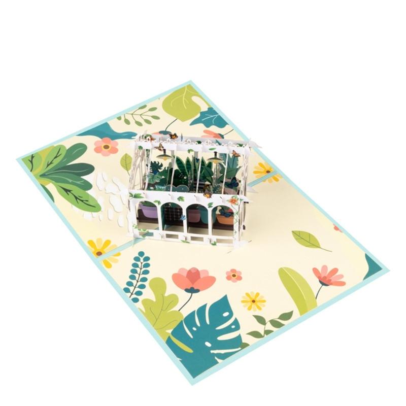 Elegant 3D Foldable Flower House Card Personalized Foldable Glass HouseCard Lovely Floral Greeting for Friend and Family