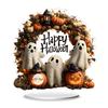 Halloween 2D Flat Acrylic Sign Cute Ghost Pumpkin Wreath Table Stand Decoration for Halloween Tiered Tray Home Office Decor