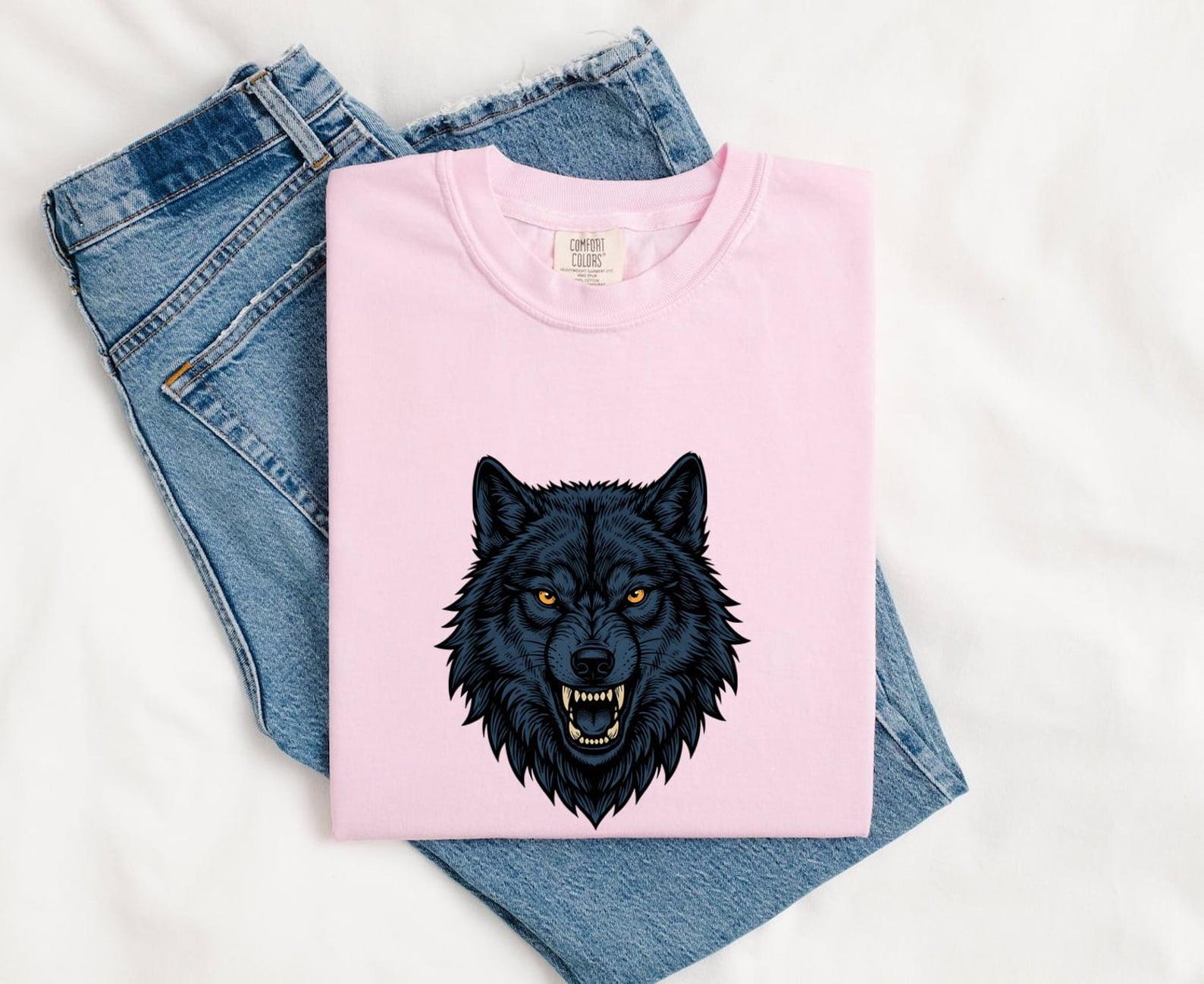 Wolf Head Shirt Animals Wildlife Gift Women Bold Graphic Tee Canine T-Shirt Wildlife Fan Graphic Design Illustration Vintage Fangs Tshirt 4XL