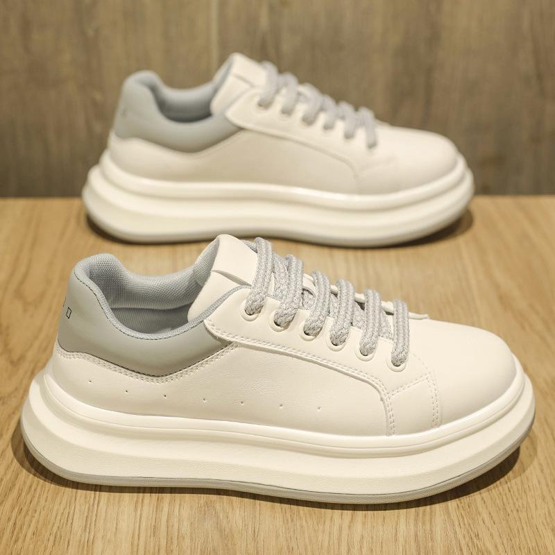 Autumn and Winter New Thick-soled Heightening Solid-color Board Shoes Light Luxury Versatile Sports and Leisure Shoes Men's