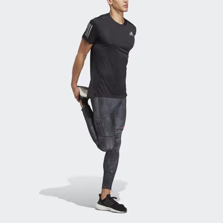 Adidas Adizero Saturday Long Leggings With Logo Print Men Leggings Black HR5675