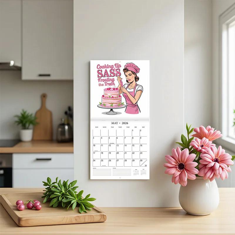 2026 Funny Calendar - Sarcastic Housewife with Vintage 1950s Pin-Up Art January - December Monthly Planner for Home Office