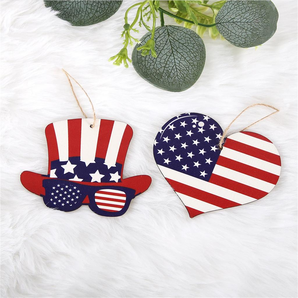 Wooden crafts, American Independence Day pendants, USA pentagram ornaments, themed party decorations, pendants
