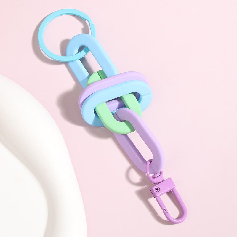 Colorful Acrylic Plastic Link Chain Keychain Creative Handmade Key Ring For Women Men Handbag Accessories DIY Friendship Gifts