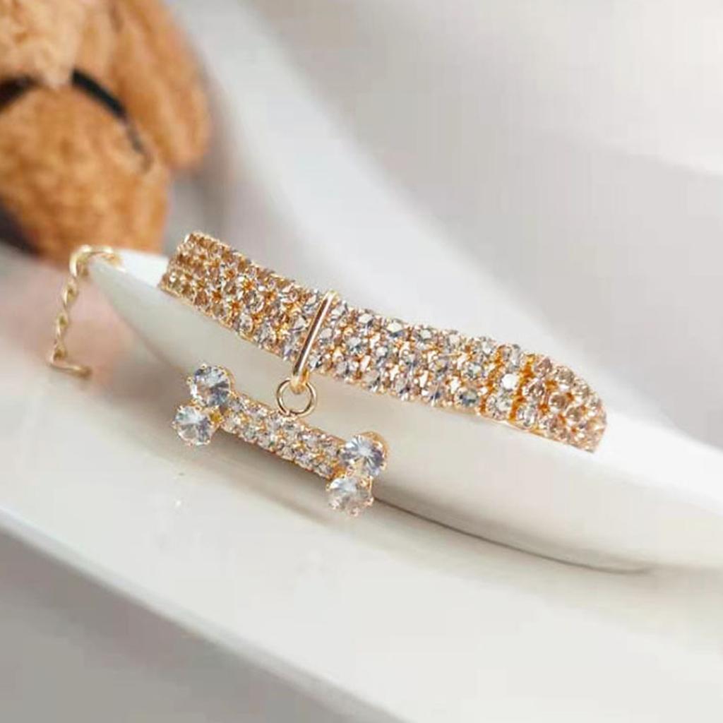 Dog Necklace Adjustable Collar Zircon Rhinestone Diomand Pendant Jewelry Luxury Metal Copper Dog Collars Dog Accessory