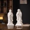 Chinesisches Feng Shui zeigt eine Statue von Laozi und Konfuzius, eine Skulptur aus weißem Porzellan, eine Schreibtischdekoration, eine Statue von Co