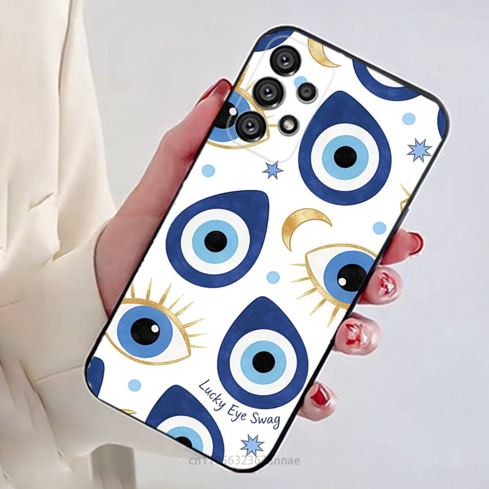 Lucky Eye Blue Evil Eye Print Phone Case for Samsung Galaxy A73,23,53,33,14,24,13,72,22,52,32,54,A34 Soft Cover