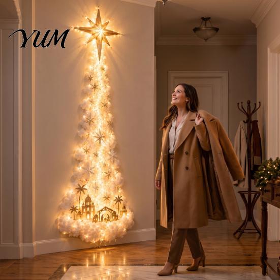 Weihnachtsglocken Lichterketten Magische Pfad Wandleuchte, Zug Baum Stern LED Kaskadierende Feiertagsdekoration Dekorative Innenleuchten mit Warmweiß