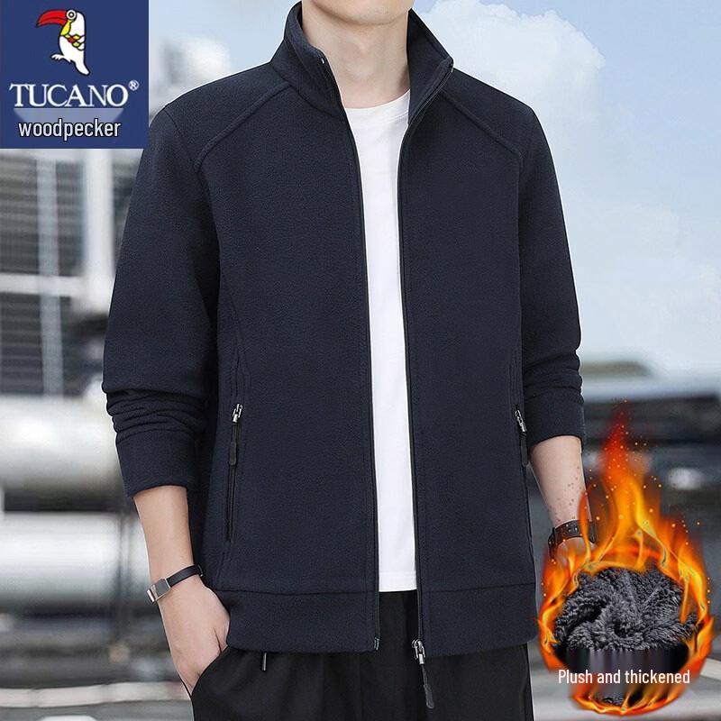 TUCANO Men's Autumn/Winter Plus Size Fleece Stand Collar Zip Jacket
