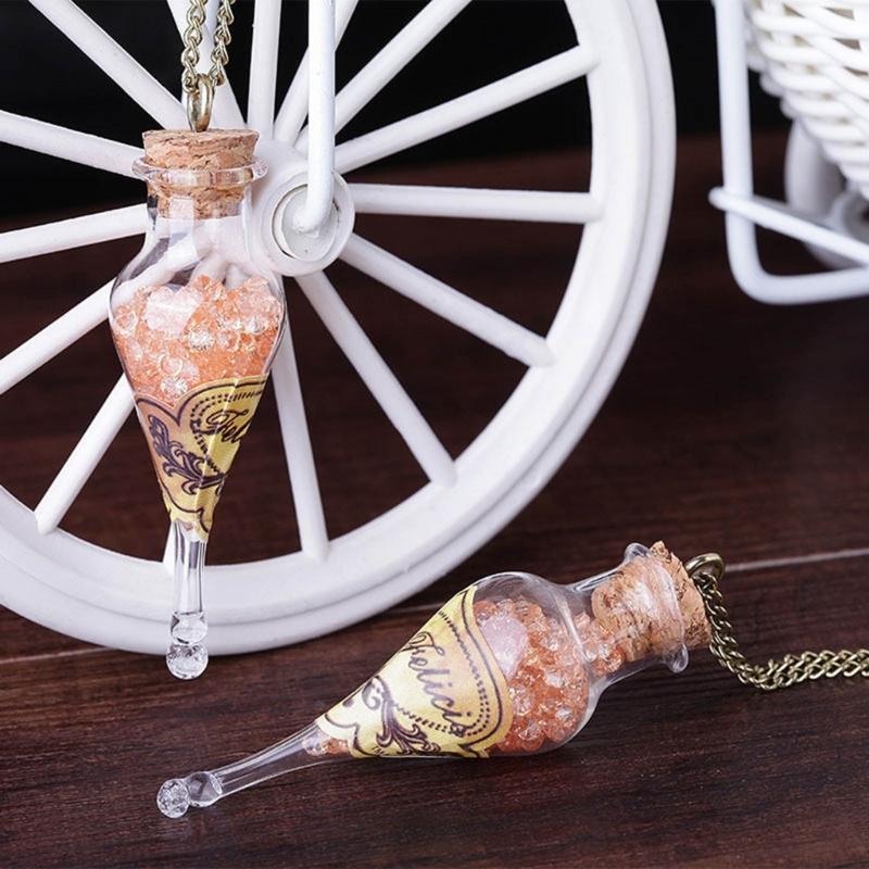 Collana con Bottiglia Magica Vintage Fai da Te Tappo Sughero Pozione Goccia d'Acqua Portafortuna Amuleto Catena per Maglione Gioielli alla Moda Regalo per Ragazze