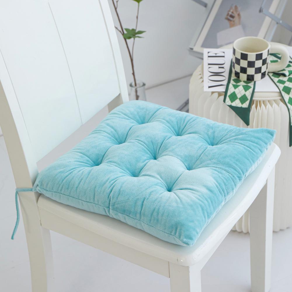 Gold Medal Crystal Velvet Chair Cushion with Straps - Thickened and Pure Color for Office Use