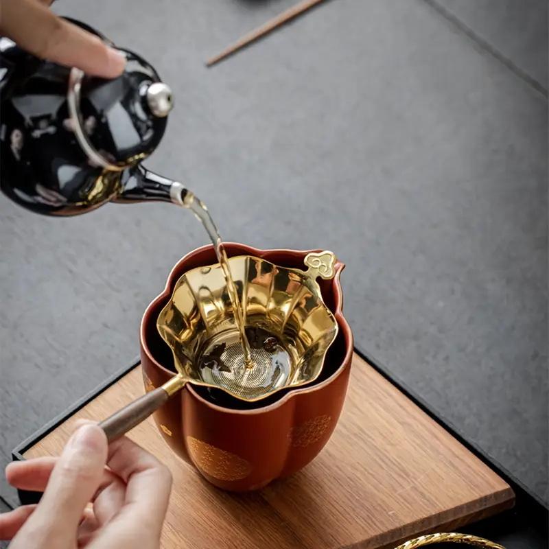 Metal Tea Filter Mesh Alloy Separator Kitchen Hammer Patterned Fish Tea Strainer Tea Accessories