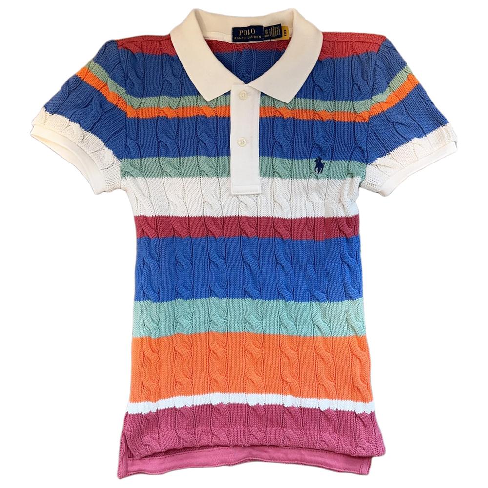 

Polo Ralph Lauren Поло в полоску кабельной вязки Женские топы Синий Белый 211914555-006 XS