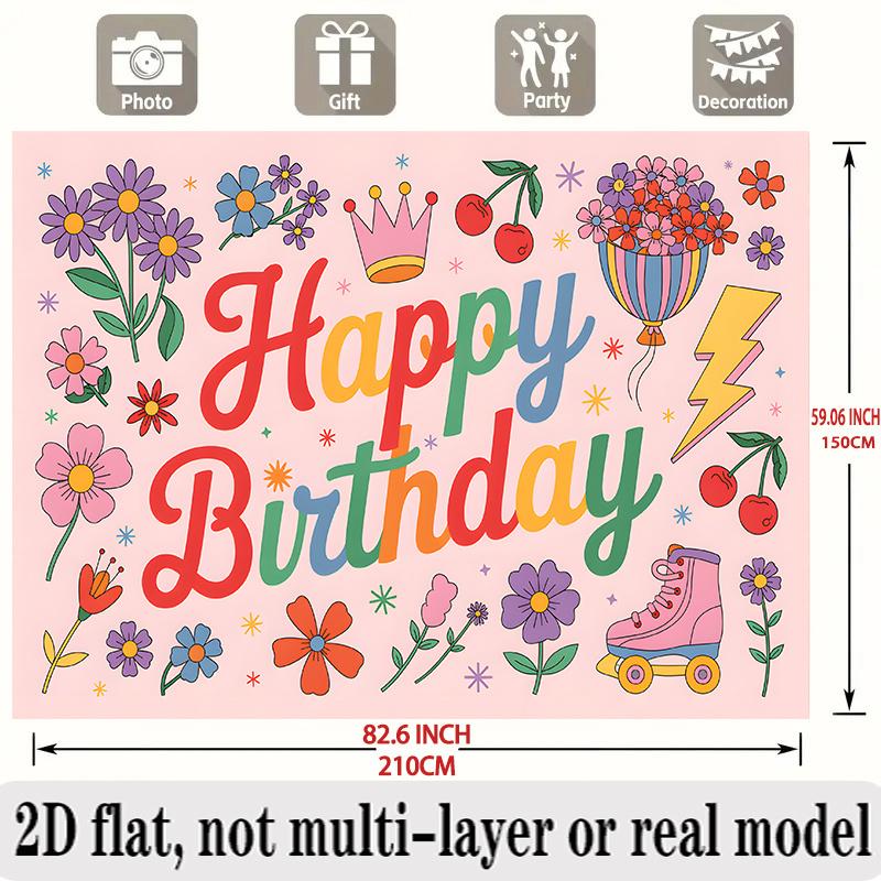 Cute Birthday Banner, Photo Backdrop Wall Decor for Party