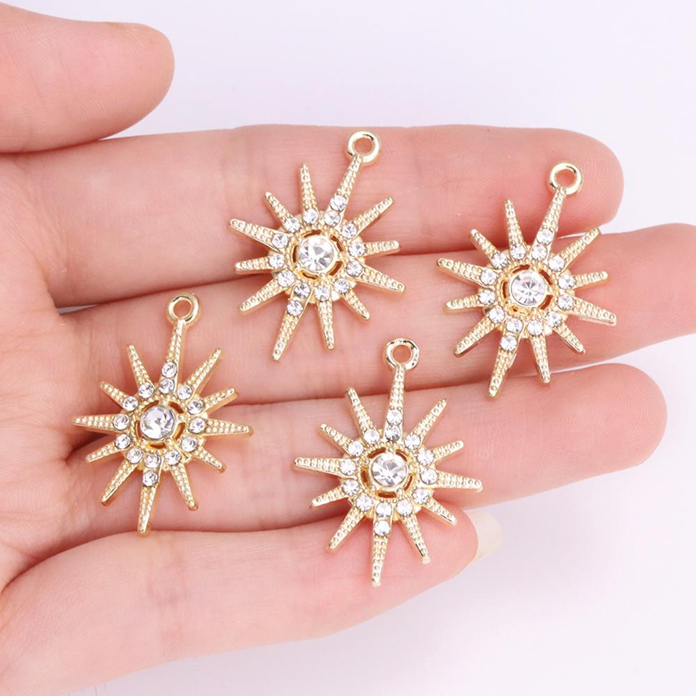 10Pcs Delicate Gold Color Zircon Flower Dragonfly Star Charms Pendants High Quality Diy Necklace Earrings Jewelry Accessories