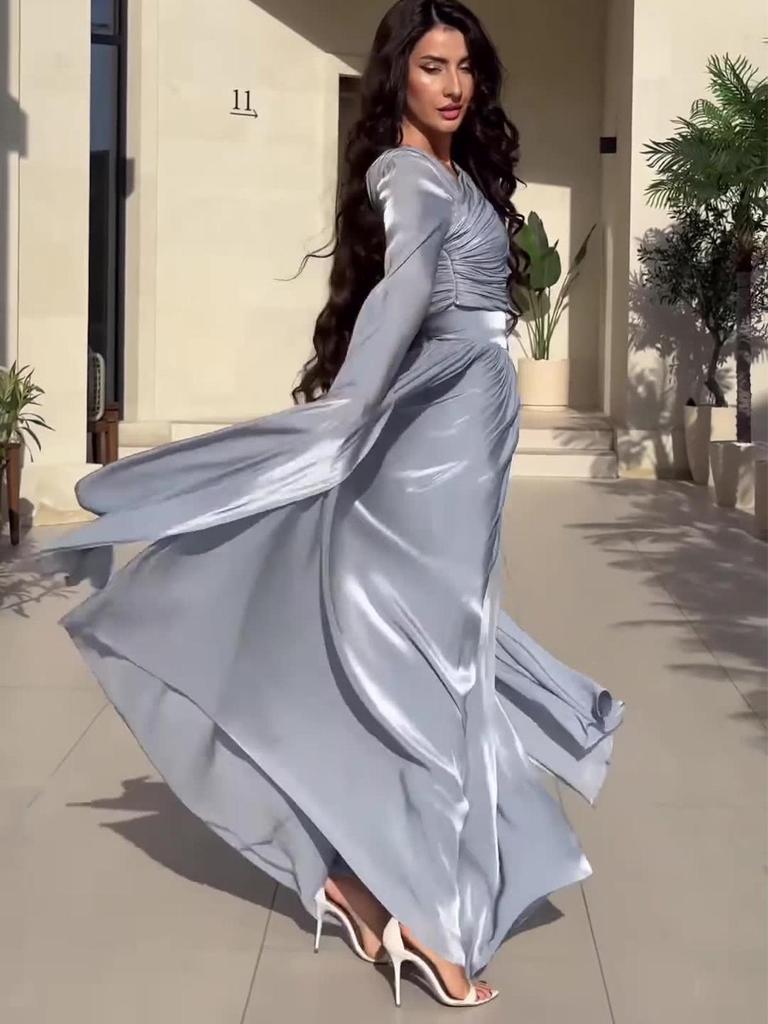 Summer 2025 Elegant Retro Long Sleeve Dress
