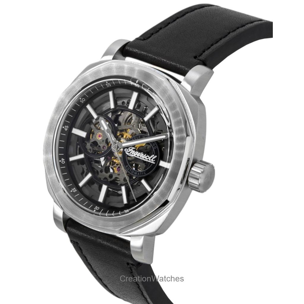 Ingersoll The Outrider Leather Strap Black Skeleton Dial Automatic I16401 Men's Watch