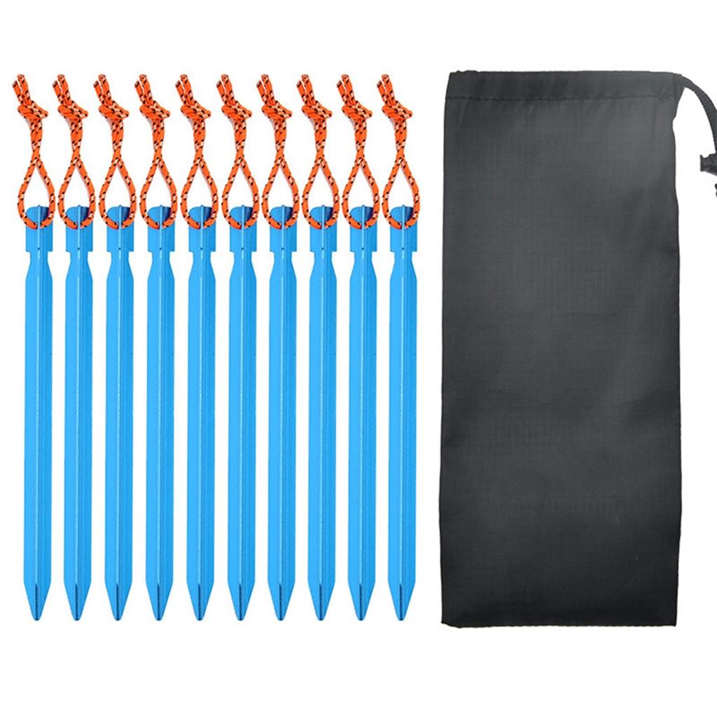 10 Pièces Piquets de Tente de Camping Robustes en Alliage d'Aluminium avec Corde à Vent Ancrages de Sol Extérieurs Clous pour Piquets de Tente
