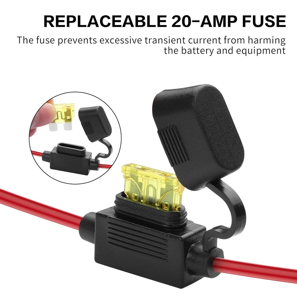 SAE Connector Compatible With NOCO Genius Smart Battery Charger GC004 X-Connect 12Inch-14AWG,SAE Extension Cord Cable, 3 * 20A Fused Waterproof Plugs