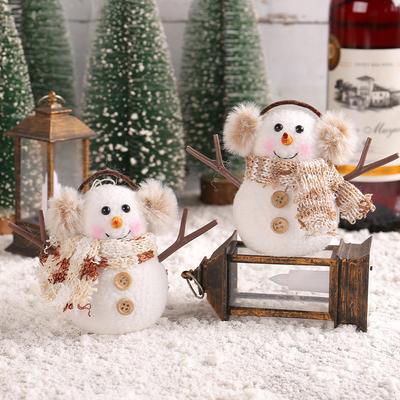 Christmas Glowing Snowman Ornament Plaid Striped Scarf Doll Children'S Christmas Gift