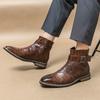 New Brown Ankle Boots for Men Zippper Black Crocodile Pattern  Square Toe Fashion Business Formal Men's Boots Size 38-46