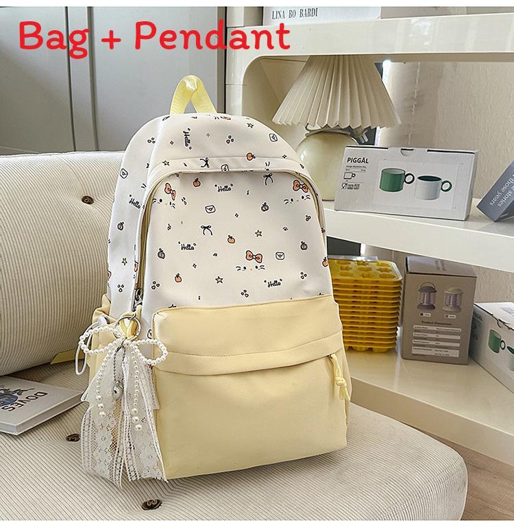 School Backpack For Girls With Oxford Fabric And Butterfly Bow For Teen Study Use