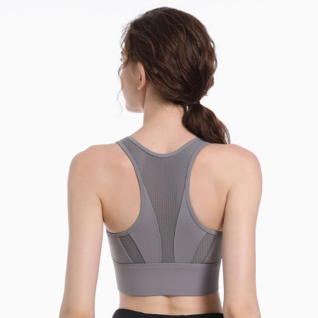 High-Impact Front Zipper Sports Bra with Fixed Cup