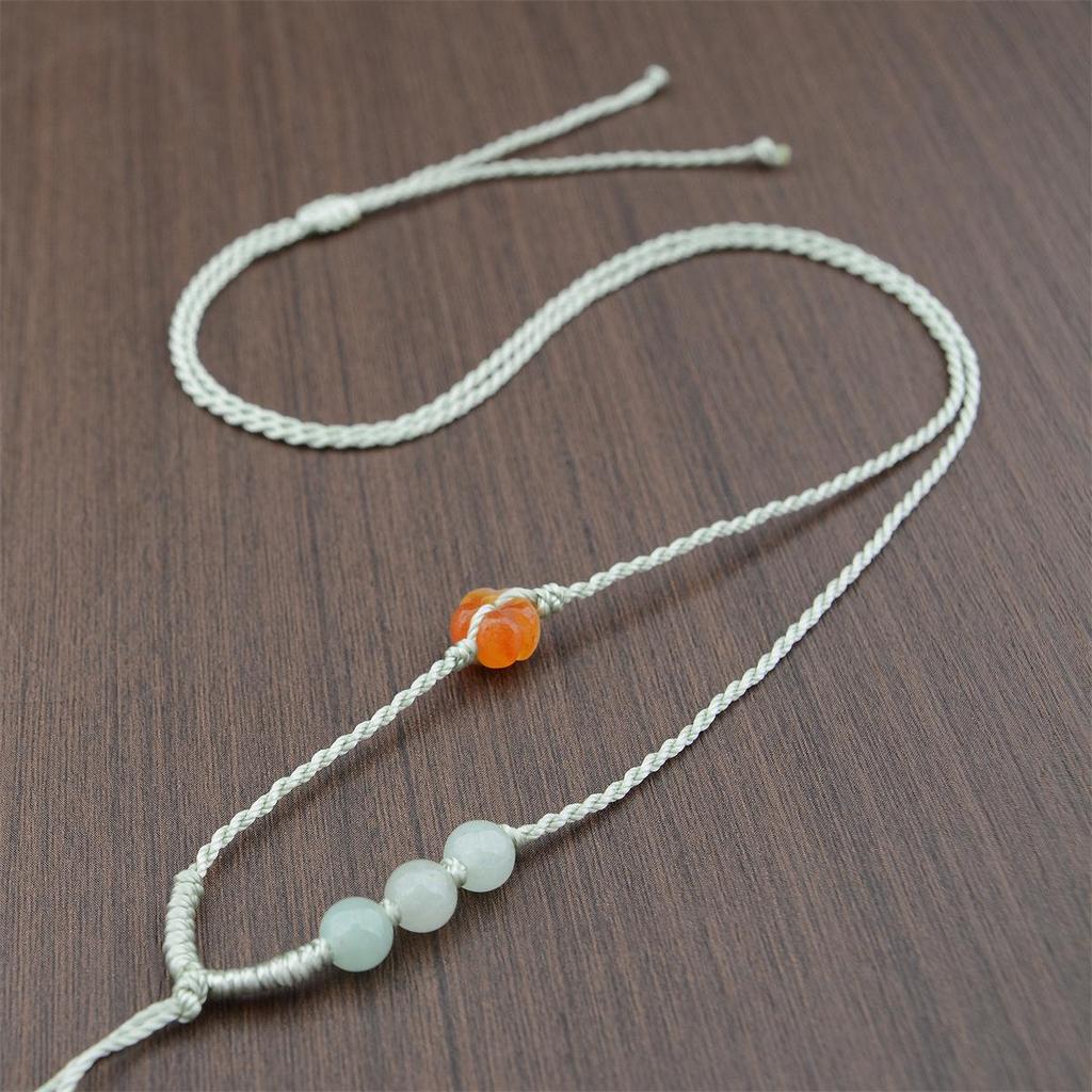 Hand-Woven Adjustable Hetian Jade Pendant Necklace for Women