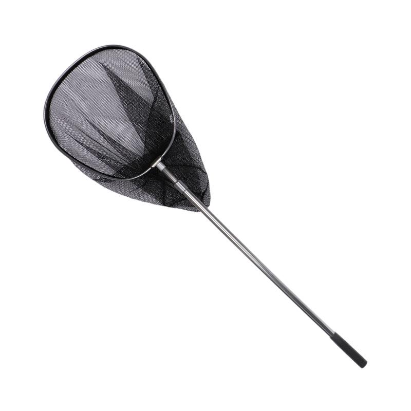 Reinforced Aluminum Alloy Landing Net with Telescopic Handle and Deep Rubber-Coated Net for Large Fish.