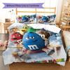 M&M's Custom Name Pattern Bedding,Quilt Set Quilt Cover Pillowcase Home Birthday Gift(1 * Duvet Cover + 2 * Pillowcase, Without Core)