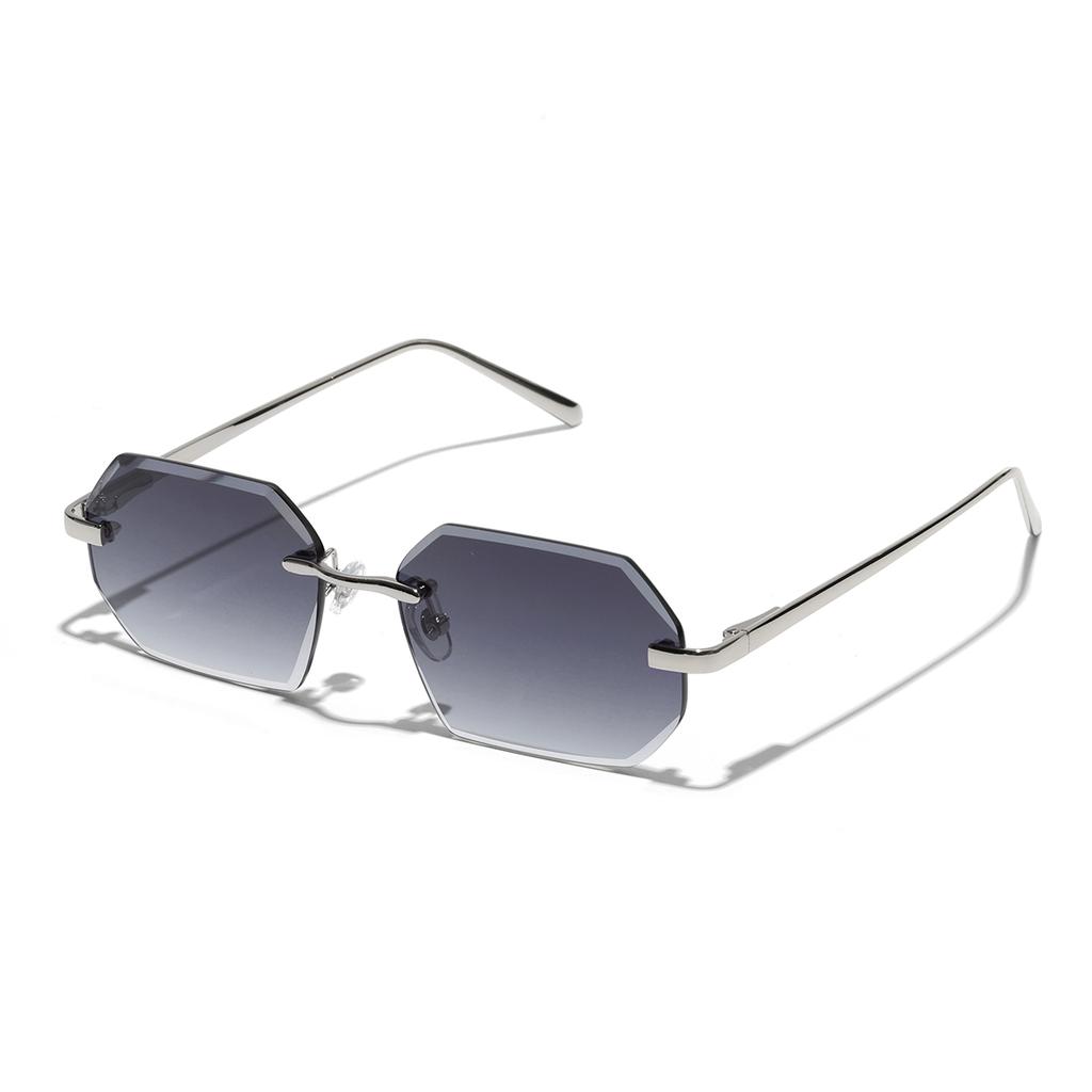 Ruiao Sunglasses Men Brand Designer Fashion Rimless Sun Glasses Shades Diamond Cut Lens Ladies Frameless Metal Eye glasses