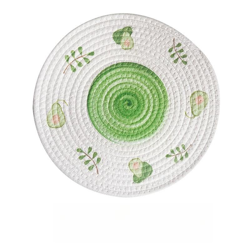 Creative printing braided rope coaster round household dishes heat insulation pot mat