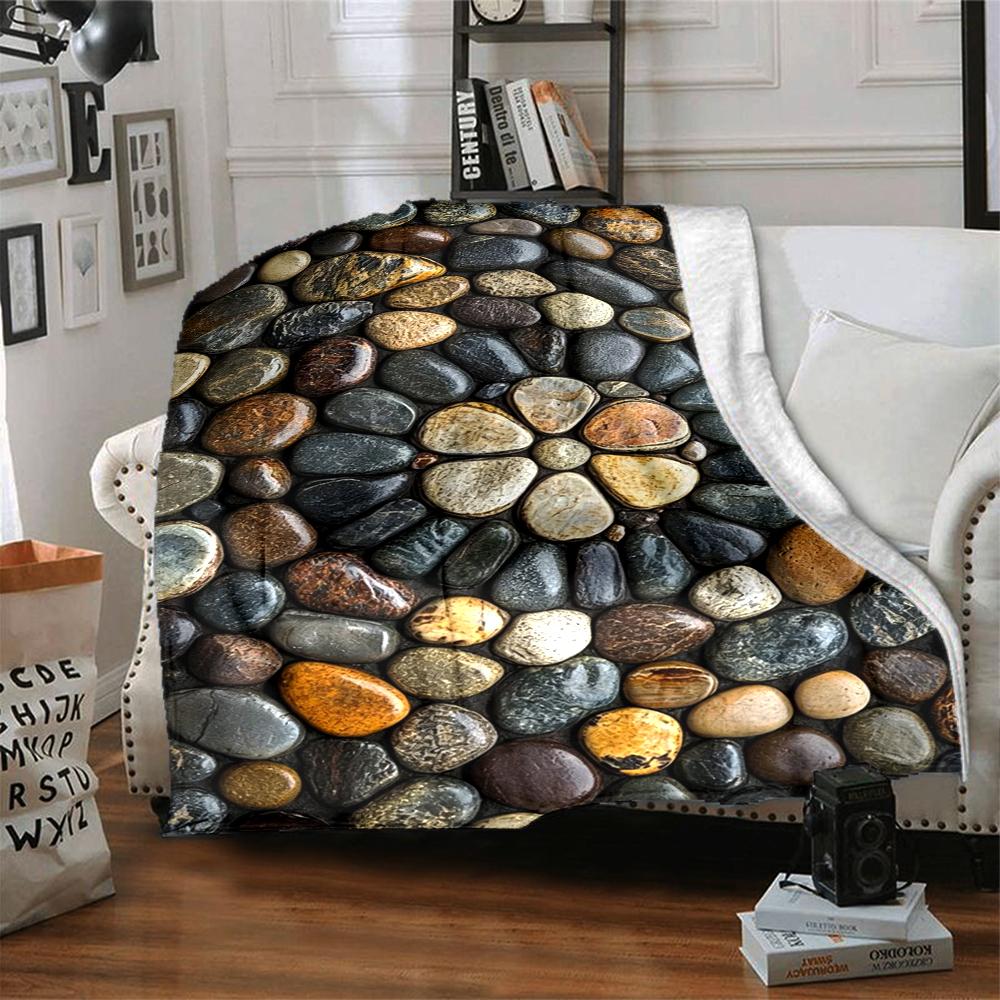 1Pc Stone Mosaic Art Blanket Soft And Comfortable Casual Warm Camping Travel Christmas Halloween Xmas Gift M928722