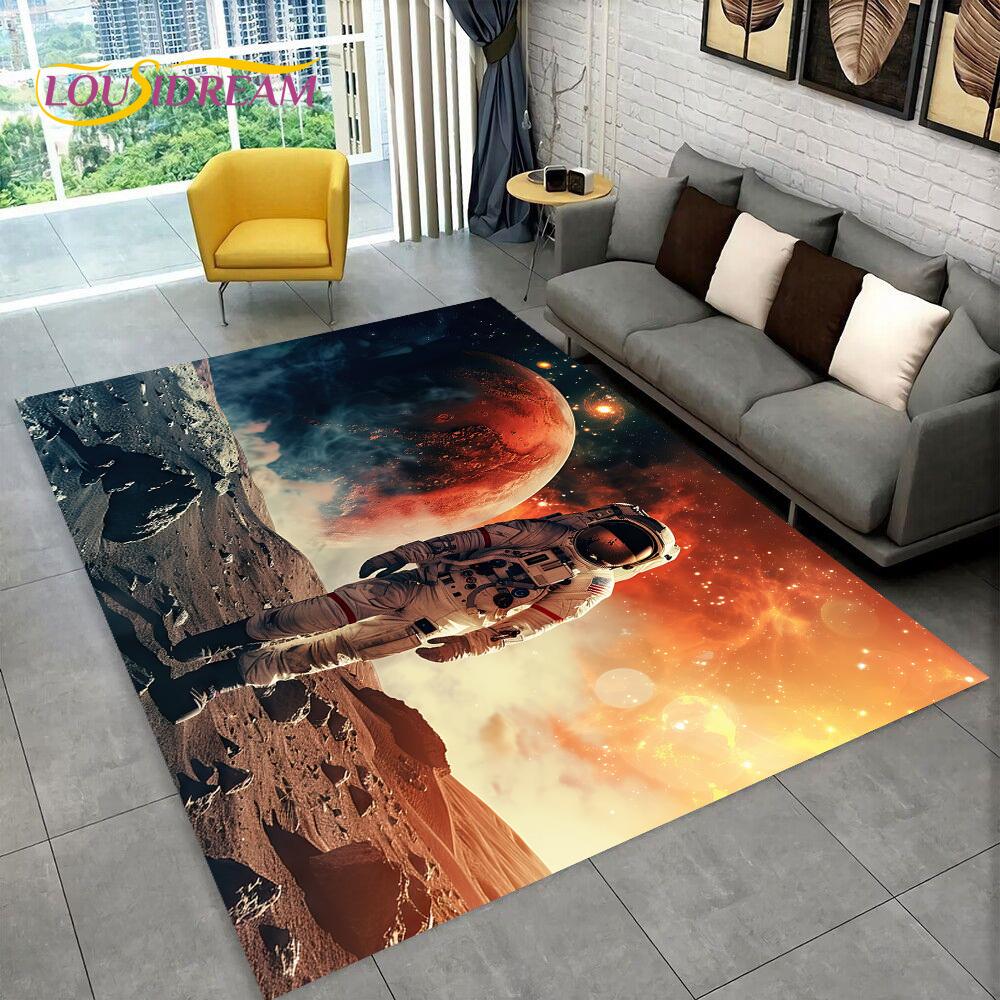 Astronaut Dream Universe Spaceman 3D Outer Space Cartoon Rug Carpet for Living Room Bedroom Decor,Non-slip for Sofa Doormat Kids