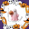 Halloween Miniature Pumpkin Figurine Cute Ghost Figurine Halloween Decoration for Entrance Terrace Outdoor Farmhouse Bookshelf