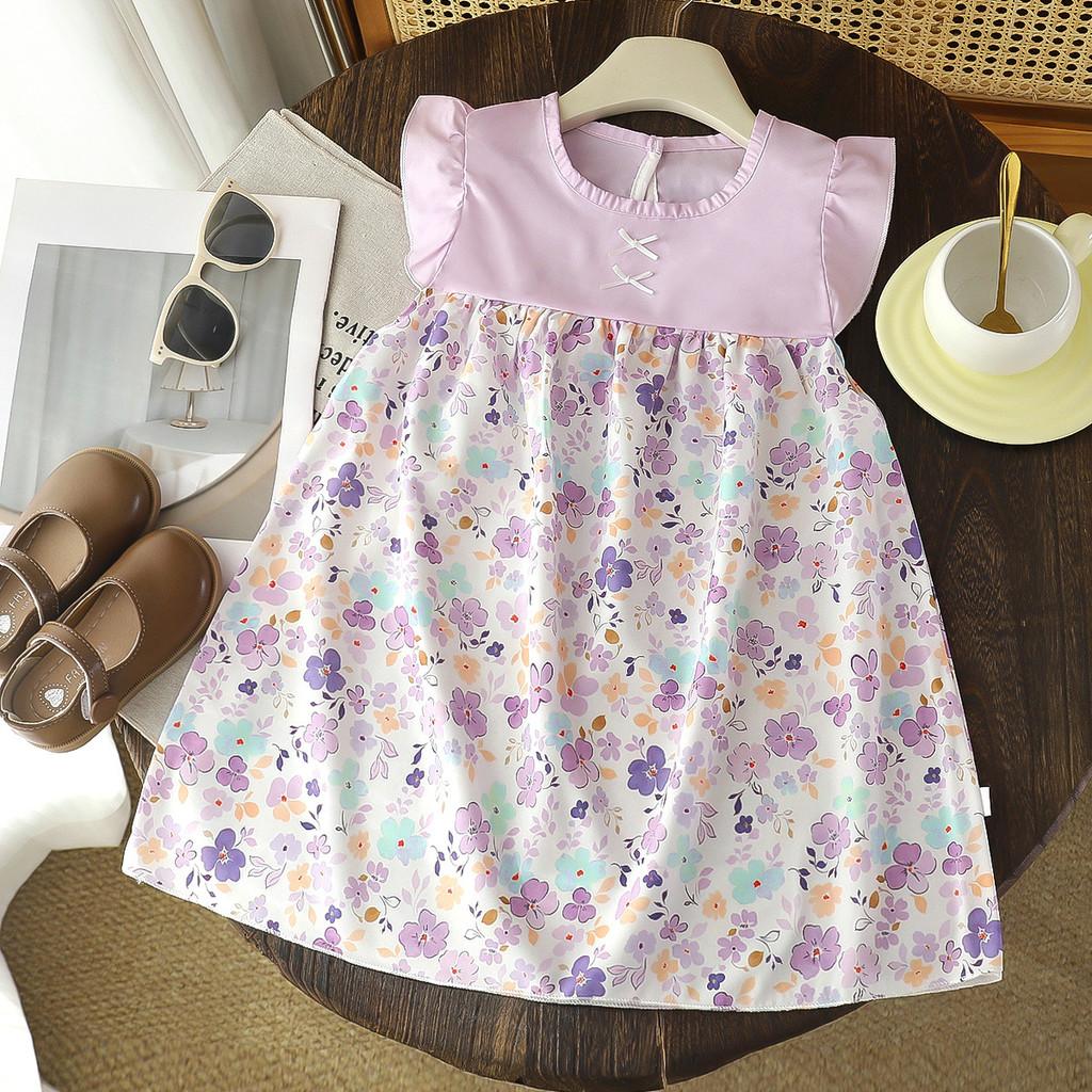 Childrens Summer Flower Print Aline Dress With Breathable Polyester For Toddler Girls