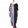 2022 African Plus Size Women's Vertical Stripe Print Sleeve Muslim Dress