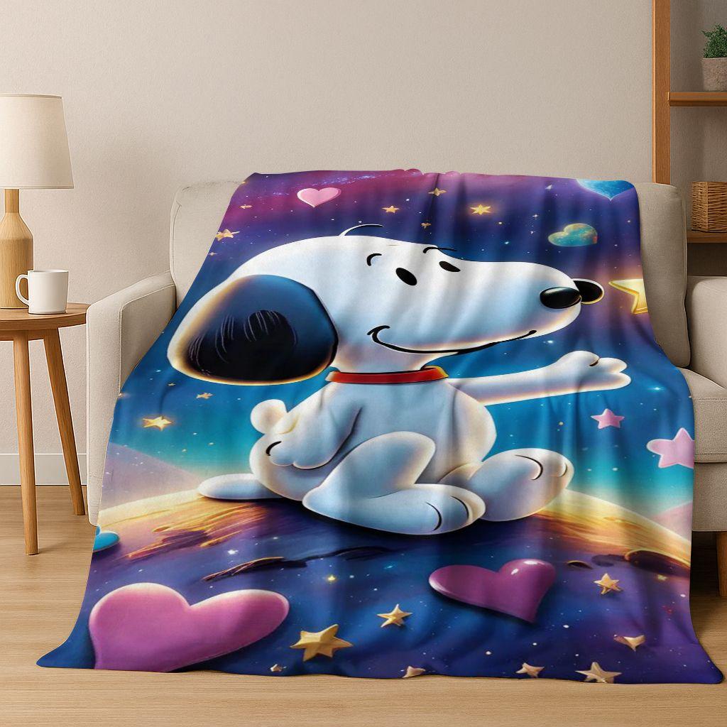 3D Cute Snoopy Dog Peanuts Art Cartoon Flannel Blanket,Cozy Soft Throw Blanket for Home Bedroom Bed Sofa Picnic Cover Gift Kids