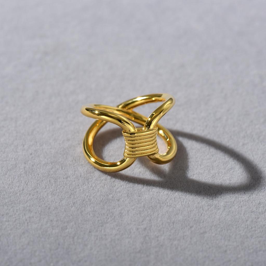 Niche Design Blogger Double-Layer Knotted Ring Simple And Fashionable Personality Unique Trend Light Luxury Ring