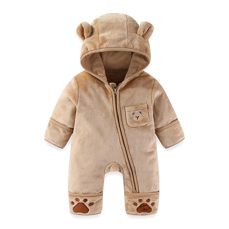 Infant Baby Winter Warm Romper Hooded Bodysuit