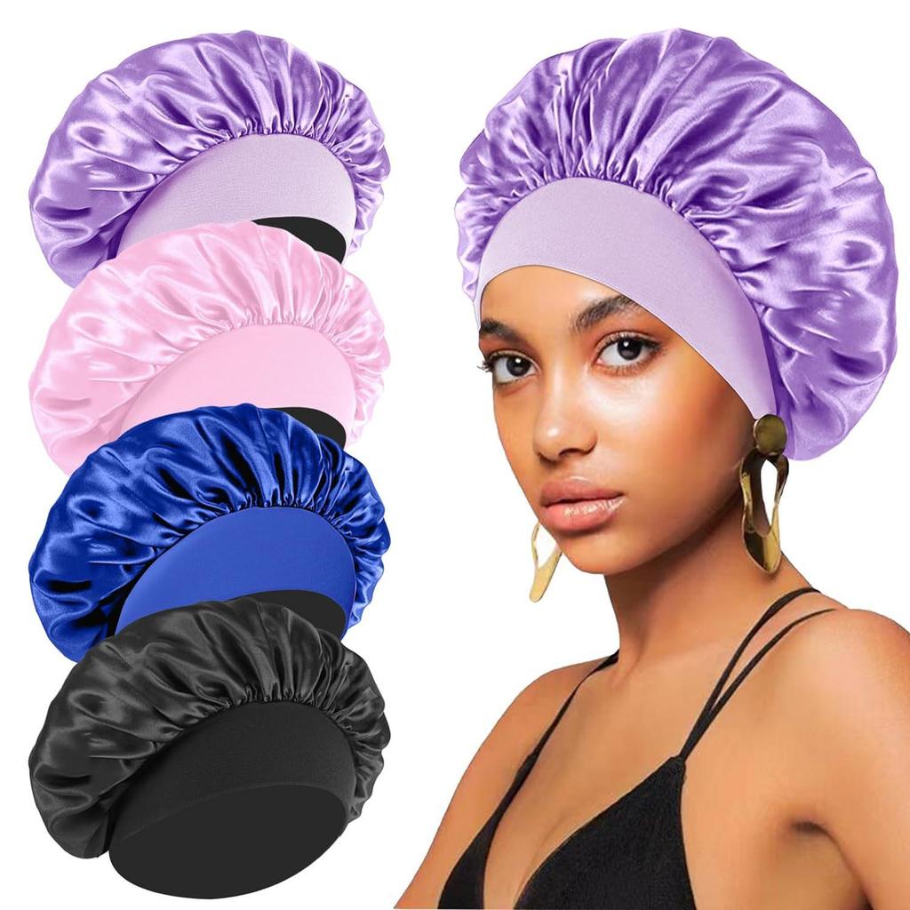 Versatile High-Elasticity Satin Care Cap: Postpartum, Headscarf, Shower & Sleep Cap for Women