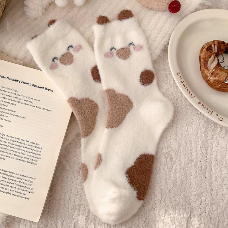 Medium Socks Stockings Stockings Warm Kitten Season Plush Cute Australian Velvet Thickened Fleece Socks Girls Winter