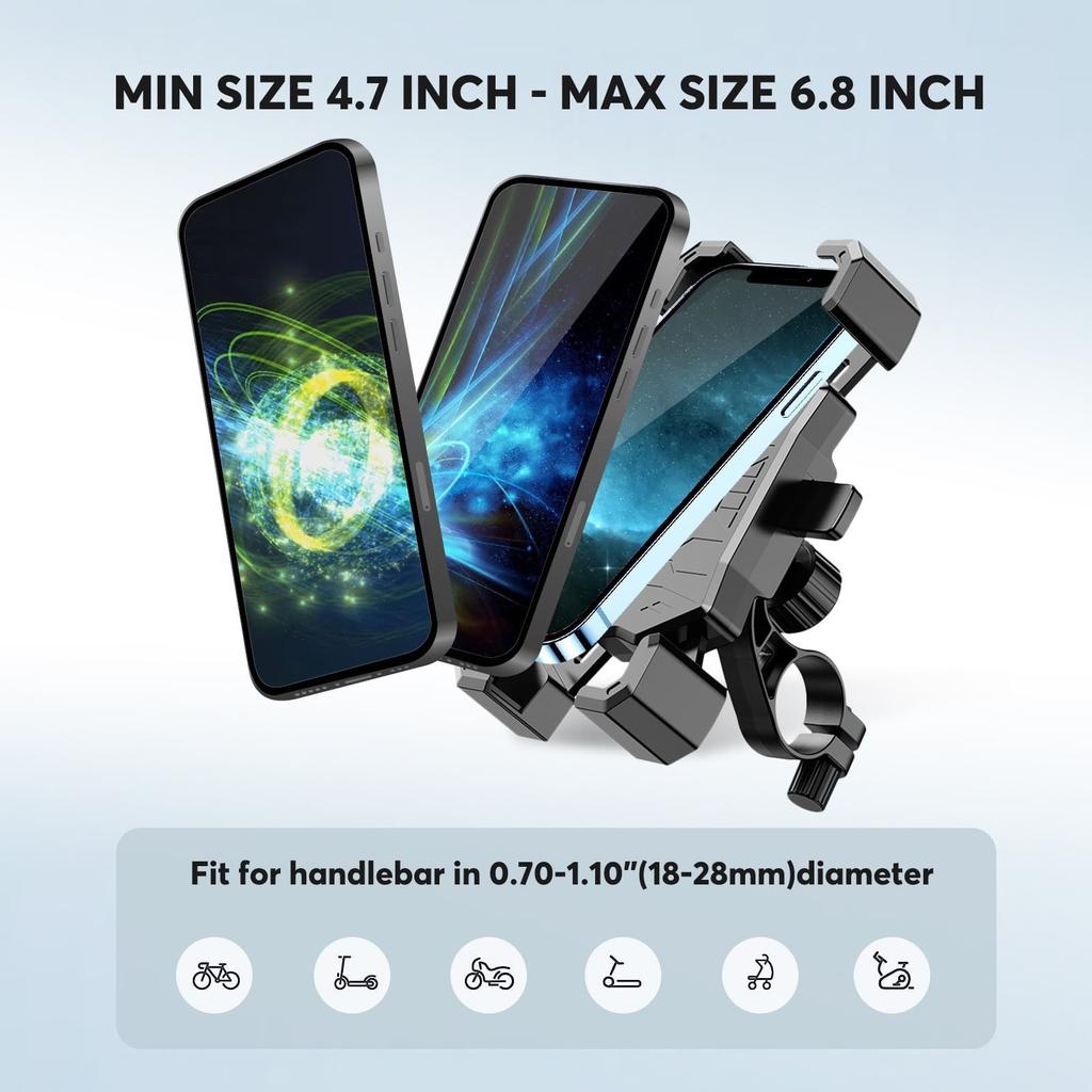 Universal Bike Phone Mount, 360° Adjustable, One-Handed For Effortless Cycling
